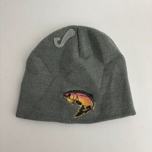 Trout Embroidered Grey Beanie One Size Fits All (New With Tags) Fishing